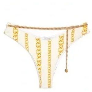 NWT $110 WeWoreWhat Soft Yellow Chain Delilah Bottoms with Golden Belt Chain L
